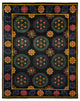 Suzani, One-of-a-Kind Hand-Knotted Area Rug Black, 9'1"x11'4"