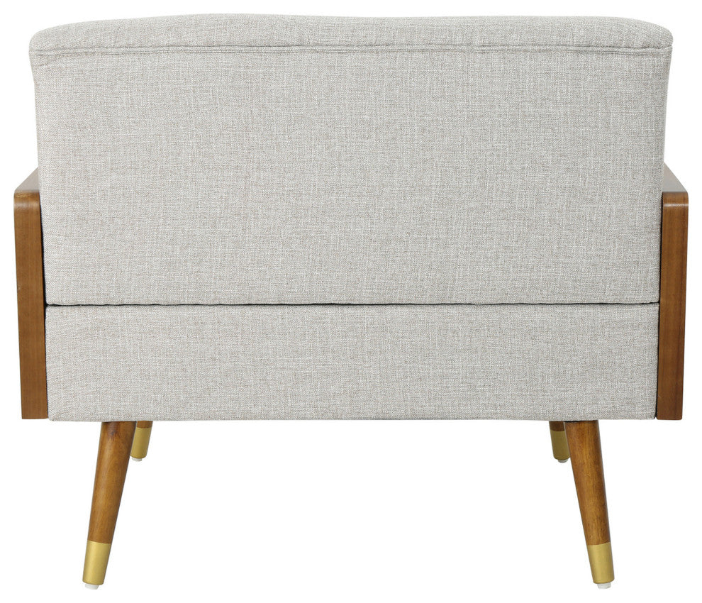 GDF Studio Greta Mid Century Modern Fabric Club Chair, Beige/Dark Walnut