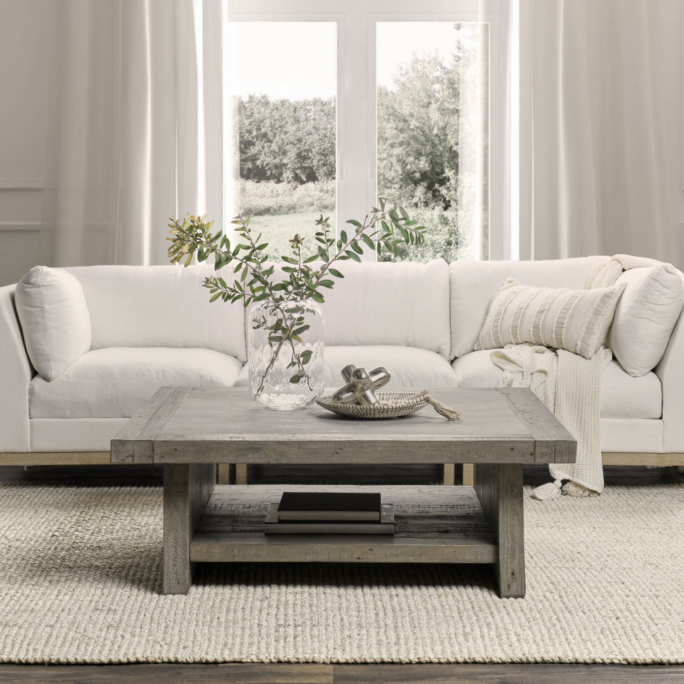 Stonebridge Square Coffee Table Distressed Grey by Kosas Home