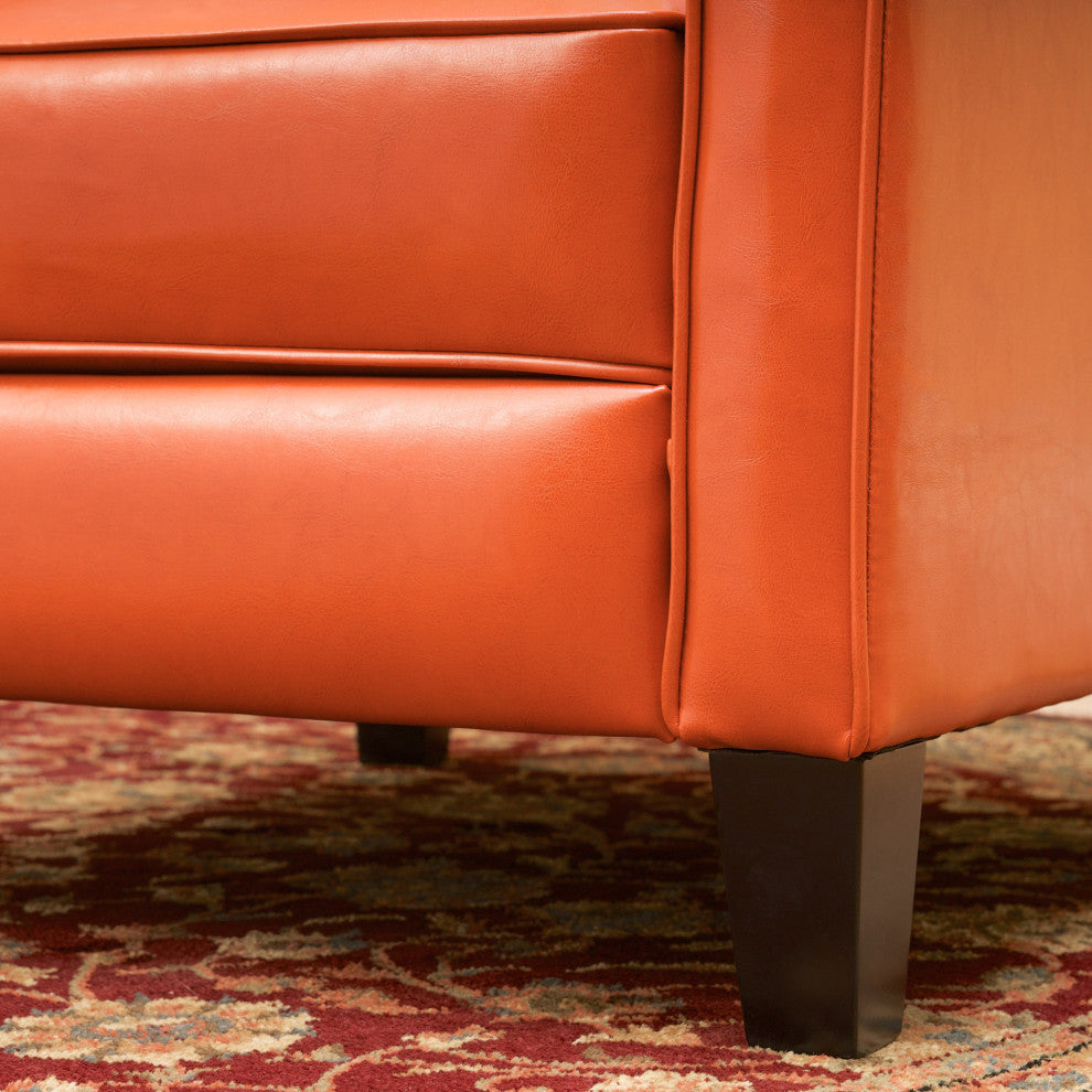 GDF Studio Hinus Indoor Upholstery Club Chair Recliner, Orange Leather