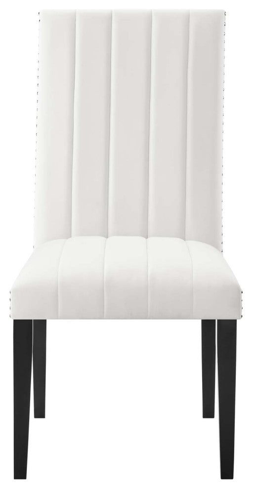 Dining Chair, Nailhead, Set of 2, White, Velvet, Modern, Bistro Hospitality