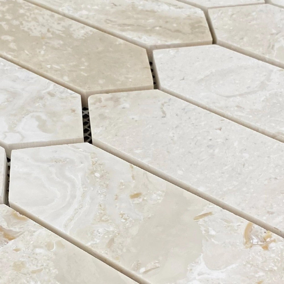 Shell Stone Limestone Strada Design on 12"x12" Mosaic Tile (10 sqft per box)