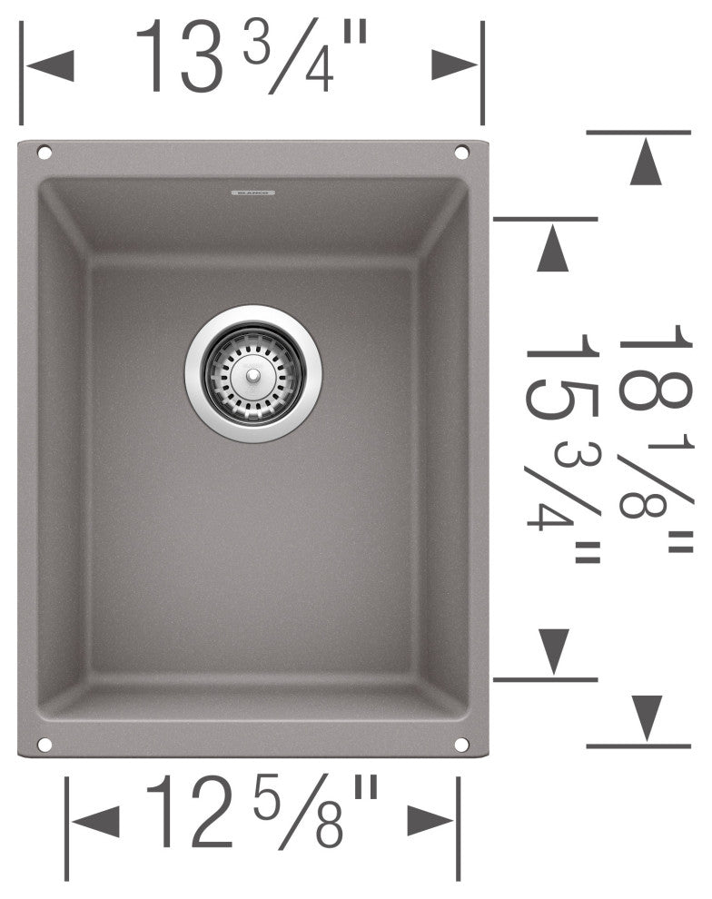 Blanco KA-513422 Precis 13-3/4" Undermount Single Basin Granite - Cinder