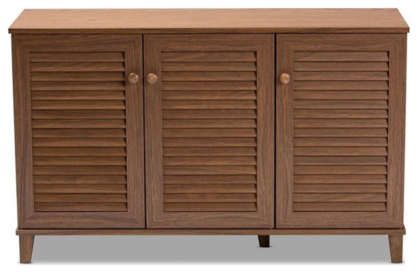 Baxton Studio Coolidge Contemporary Wood 8-Shelf Shoe Cabinet in Walnut Brown