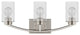 Brushed Nickel 3-Light Bathroom Vanity Light With Glass Shade