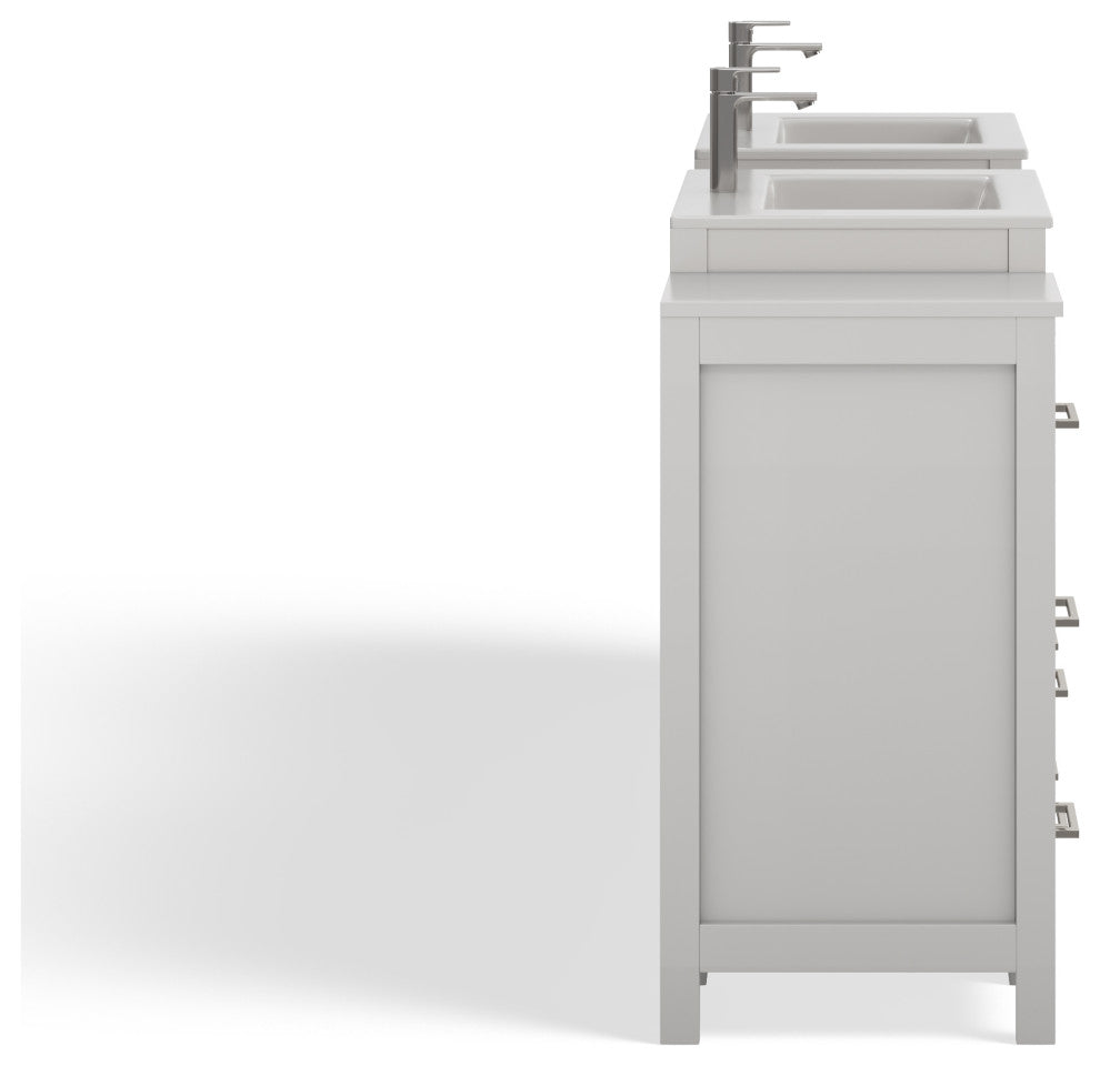 The Pullman Bathroom Vanity, White, 84", Double Sink, Freestanding