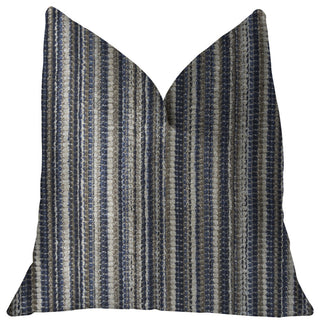 New Hampton Ivory and Blue Luxury Throw Pillow, 26"x26"