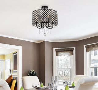 Emelia 17" Flush Mount, Black