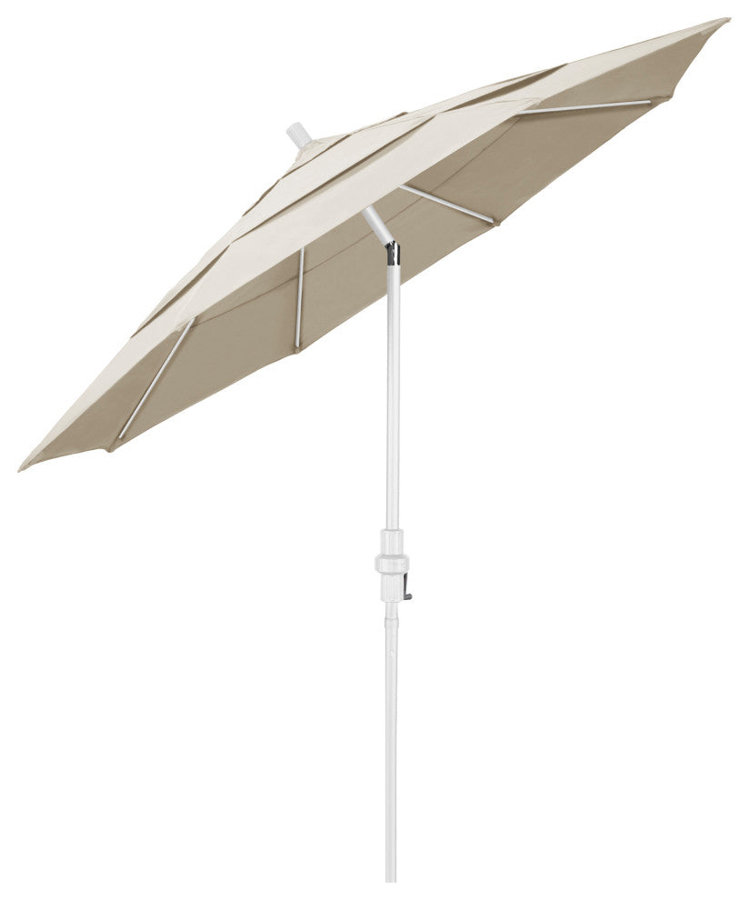 11' Matted White Collar Tilt Lift Fiberglass Rib Aluminum Umbrella, Pacifica, Canvas