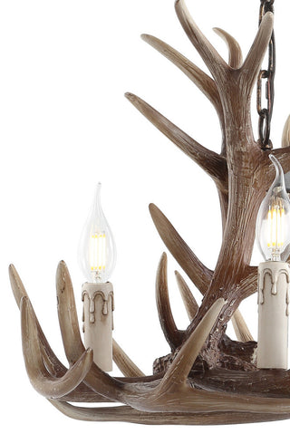 Eldora 18" Adjustable Resin Antler 3-Light Led Chandelier, Brown
