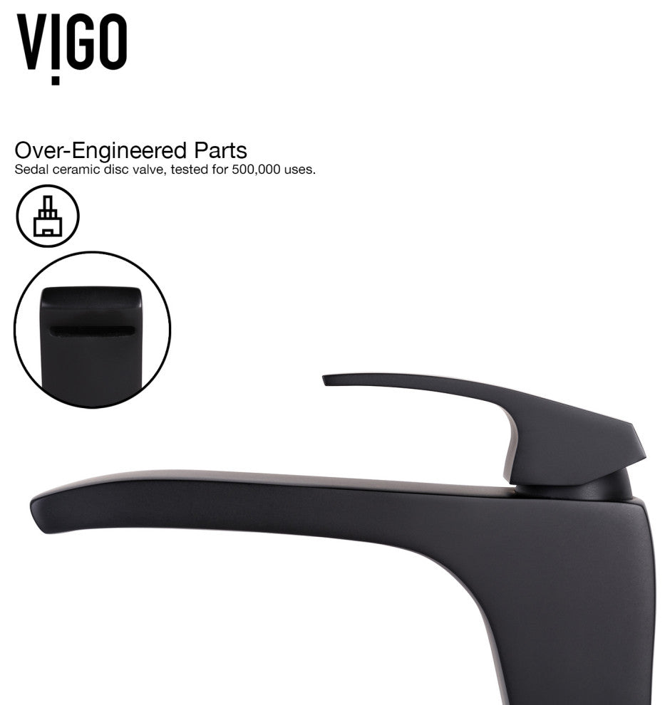 VIGO Blackstonian 12" H Single Handle Single Hole Bathroom Vessel Faucet, Matte Black