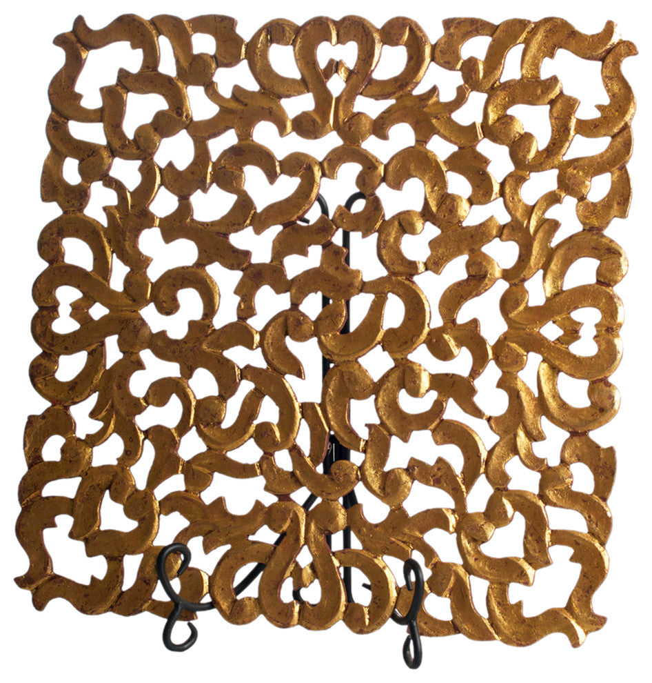 Vendome Leaf Square Placemats, Set of 4, Gold