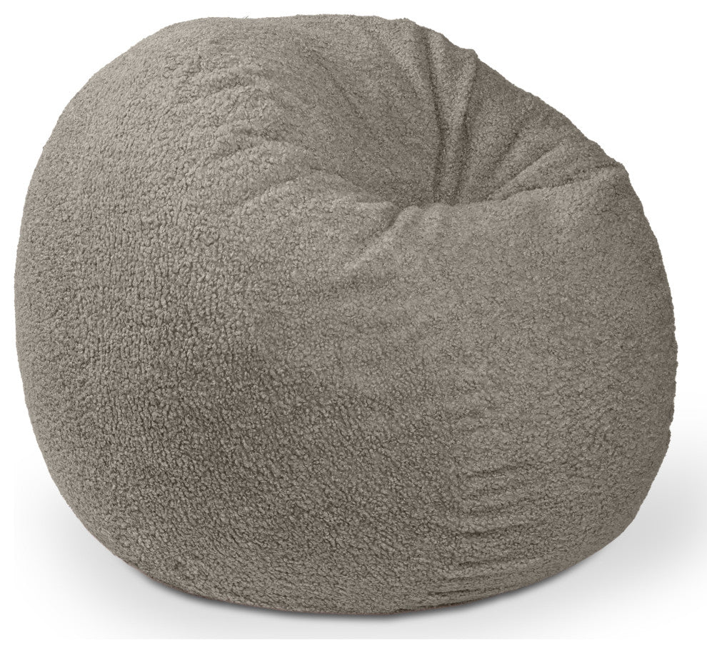 Jaxx Saxx Shearling Faux-Lamb 4 Ft Large Round Bean Bag, Smoke