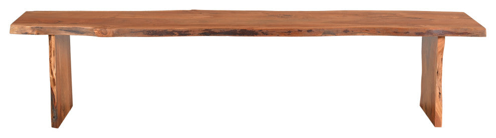 Stafford Live Edge Dining Bench, Chestnut Brown, Seats 4