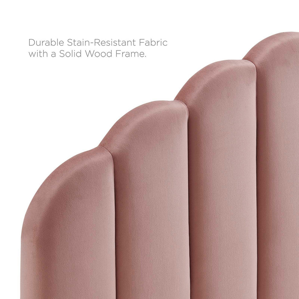 Platform Bed Frame, Queen Size, Pink, Velvet, Modern, Bedroom Guest Suite