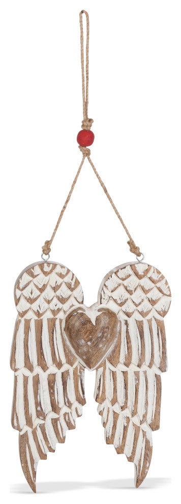 Set of 3 Hanging Mango Wood Angel Wings