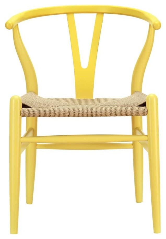 Modern Contemporary Kitchen Wood Dining Armchair Yellow