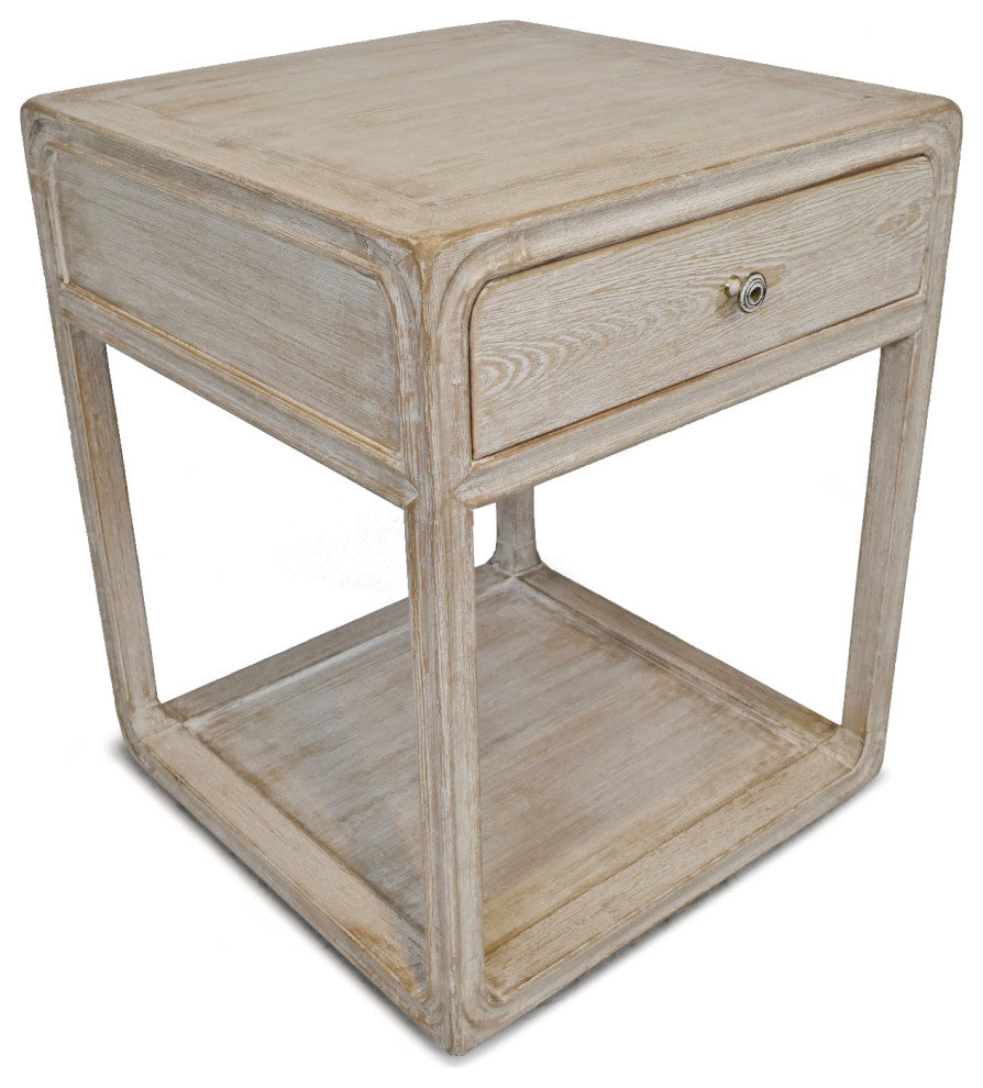 Salvaged Washed Elm Bedside Table