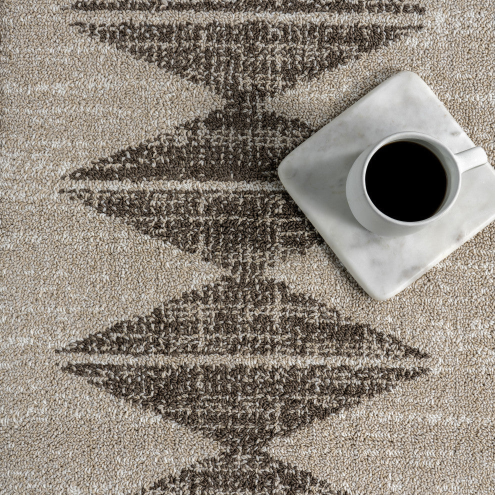 Autumn Geometric Tasseled Area Rug, Beige 10' x 13'