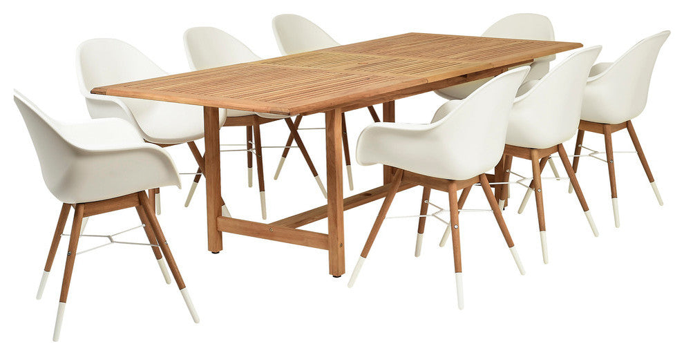 Amazonia Charlotte 9-Piece Teak Rectangular Patio Dining Set