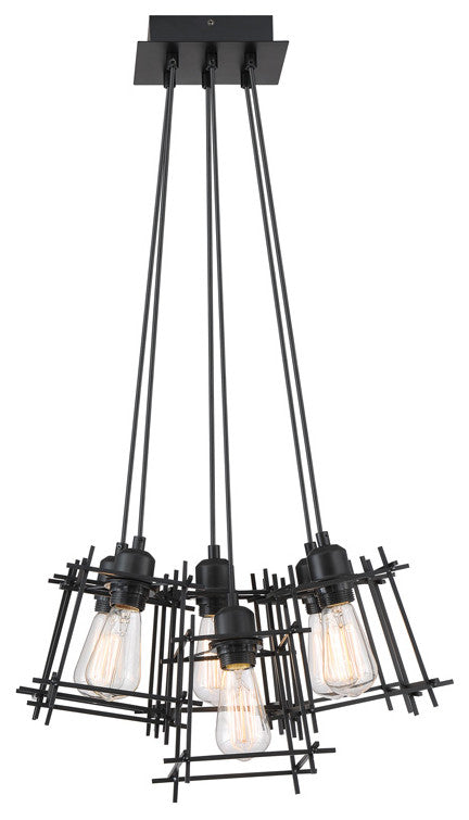 6-Light Pendant Matt Black E27 Type V 60Wx6