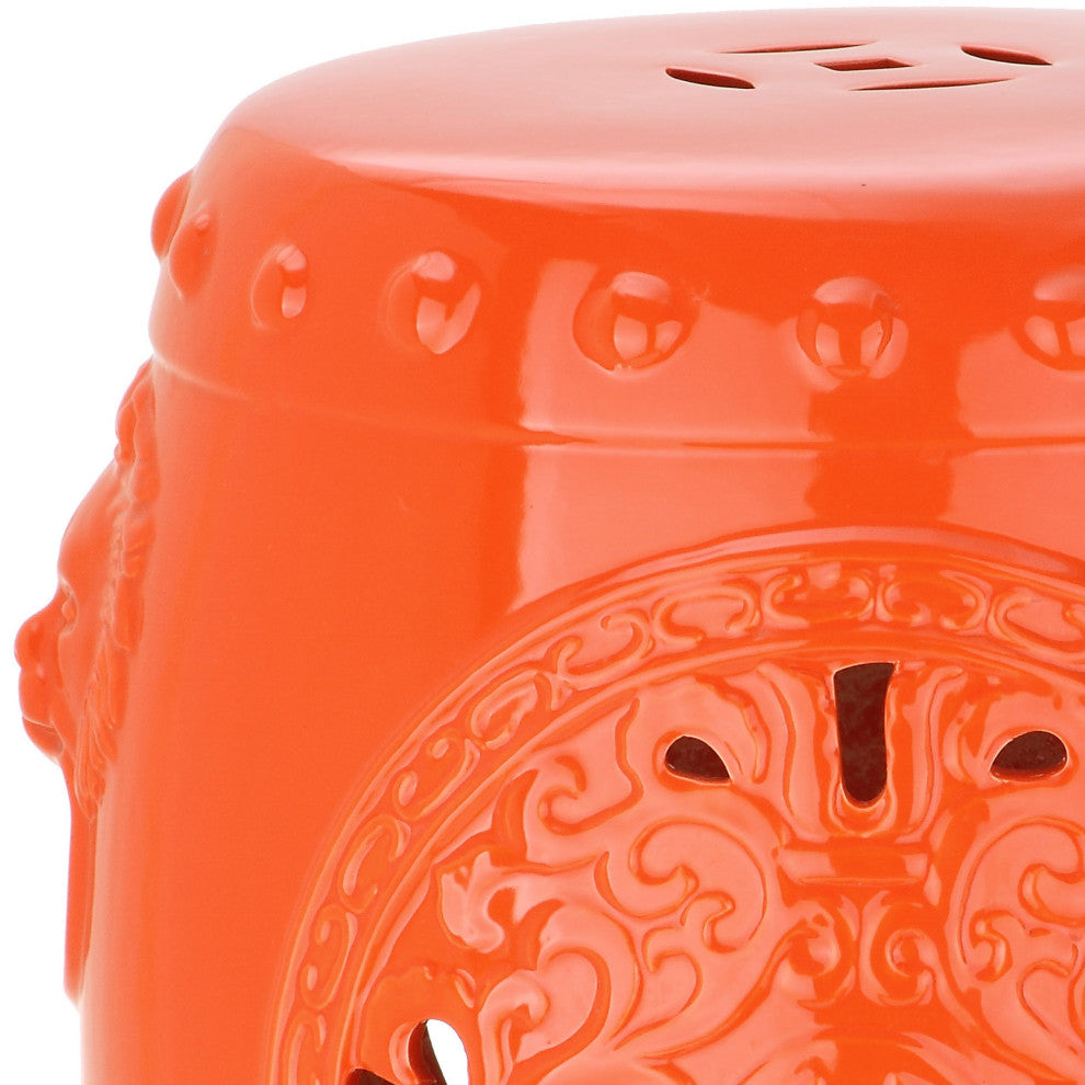 Safavieh Dragon Coin Garden Stool, Orange