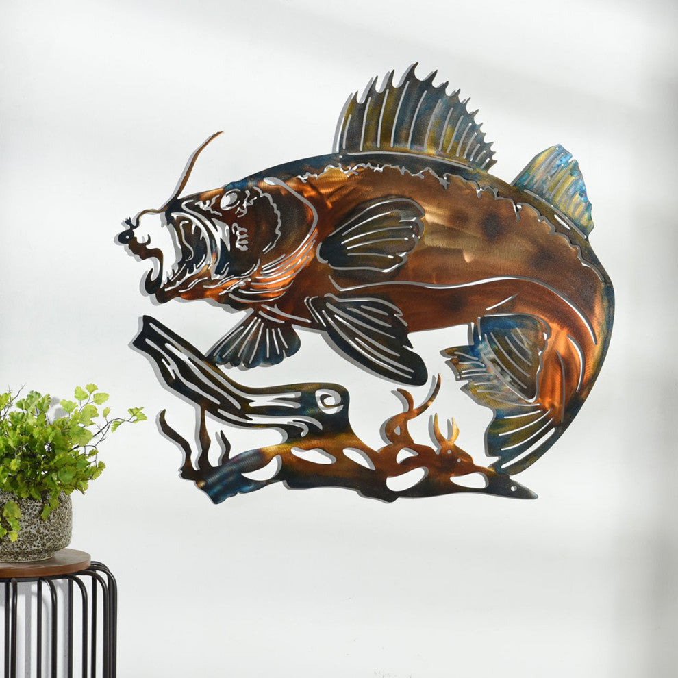 Laser Cut and Heat Colored-Metal Wall Art-Fish-32" x 28"