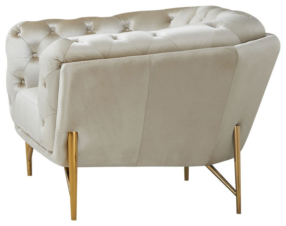 Divani Casa Stella Transitional Beige Velvet Chair