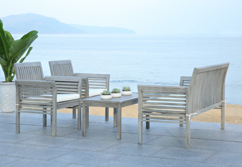 Safavieh Carson 4-Piece Indoor-Outdoor Living Set, Gray Wash