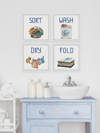Perfect Laundry Quadriptych, 4-Piece Set, 18x18 Panels