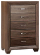 Wood Chest with 5 Drawers, Washed Taupe