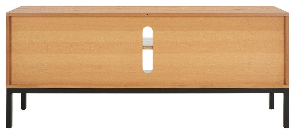 Safavieh Zadie 2 Shelf Rattan Media Stand, Natural/Black