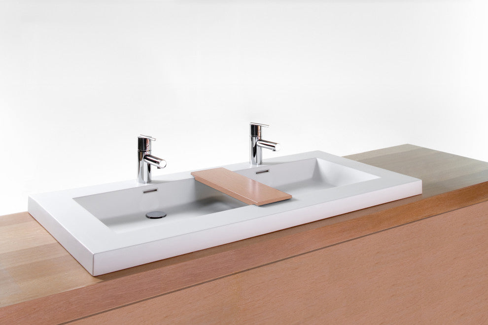 Cube Collection Lav Sink, WETMAR BIO 48", Glossy White, 48", No Trim Overflow