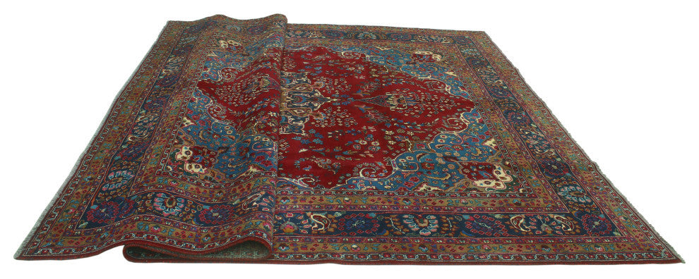 Fine Vintage Distressed Eliana Red/Navy Rug, 9'7x12'9