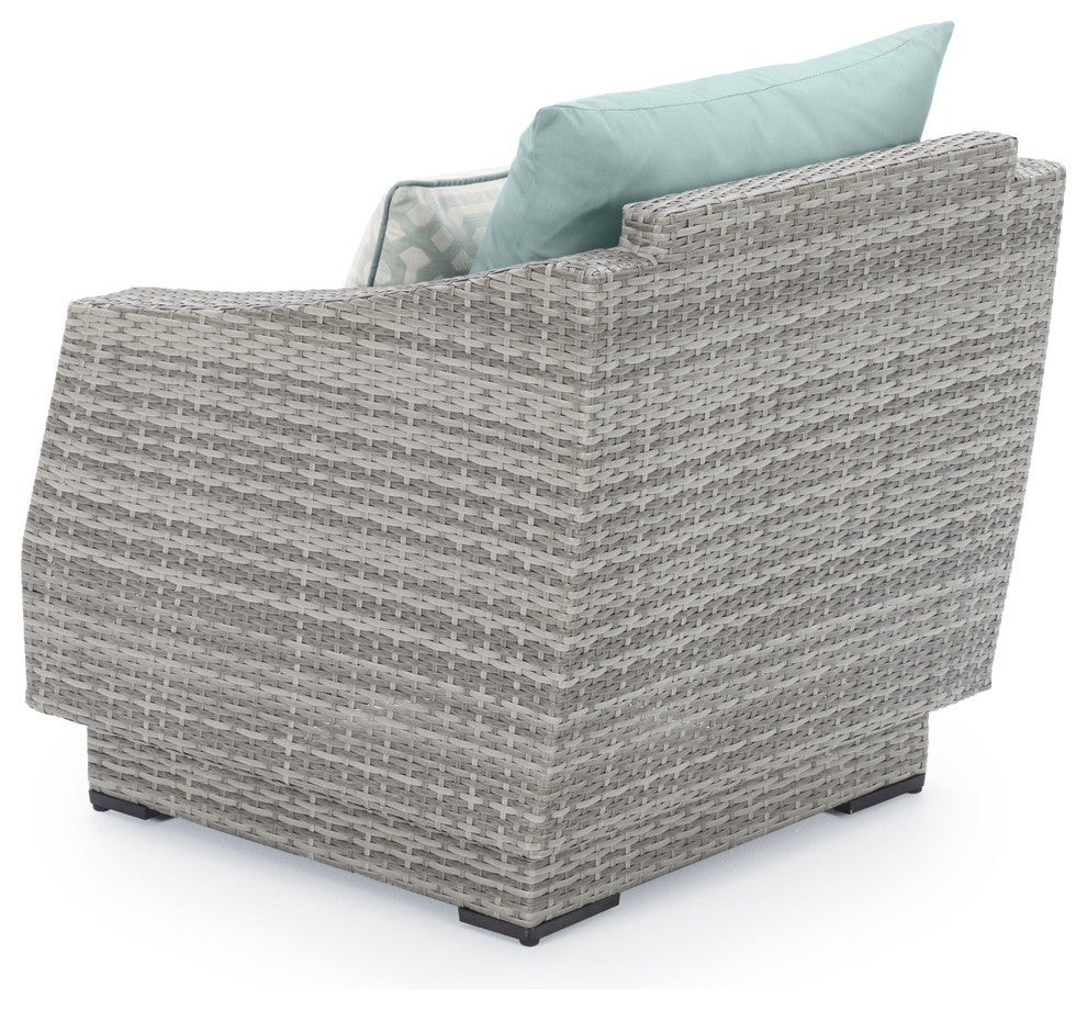 Cannes 2 Piece Aluminum Outdoor Patio Club Chairs, Aqua