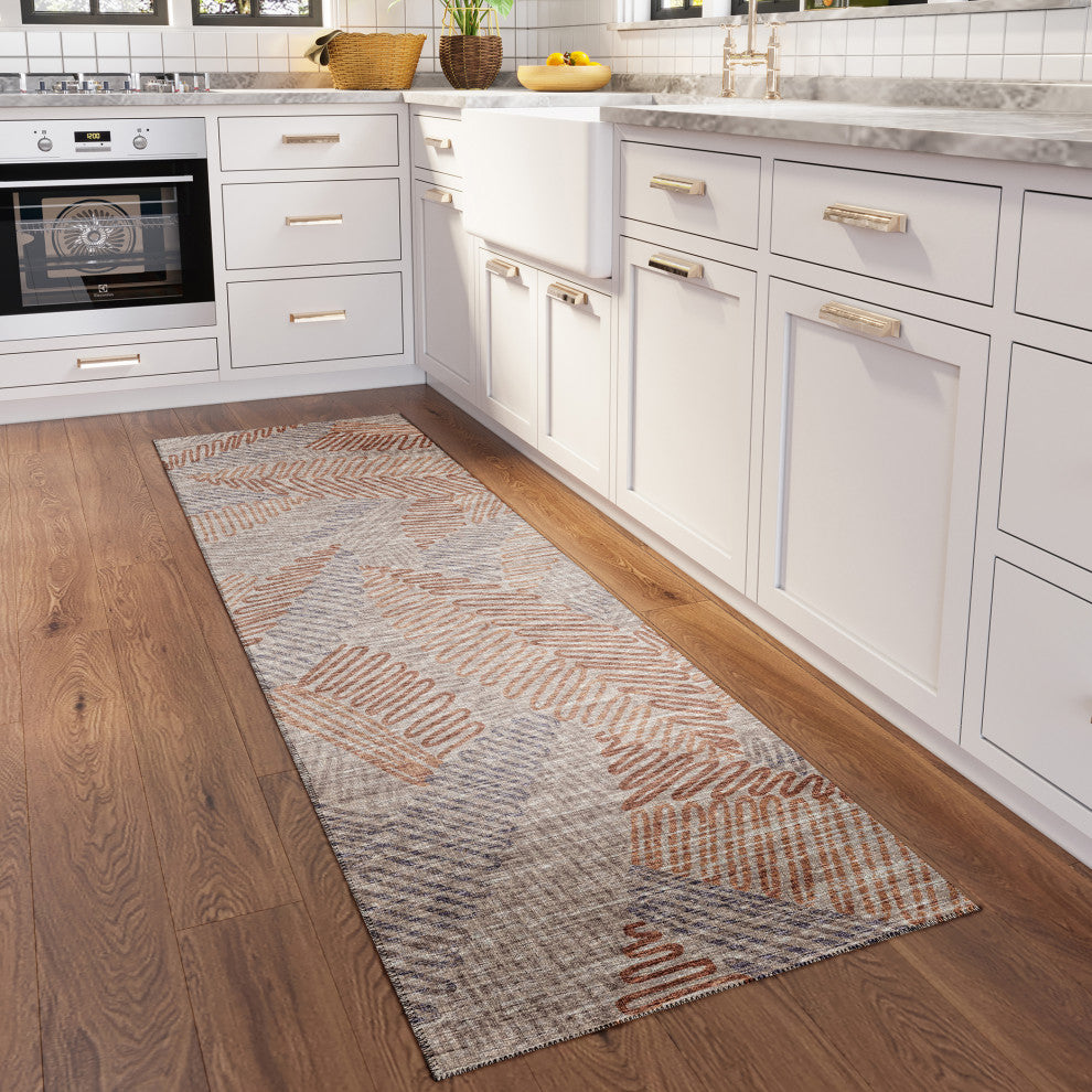 Indoor/Outdoor Sedona SN11 Walnut Machine Washable 2'3" x 12' Runner Rug
