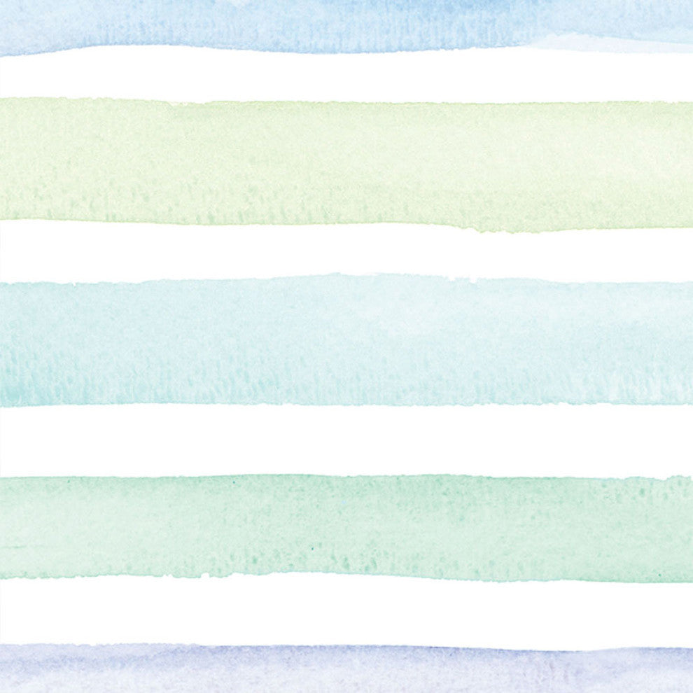 Watercolor Stripes Peel and Stick Vinyl Wallpaper, Ocean Blue, 24"w X 108"h