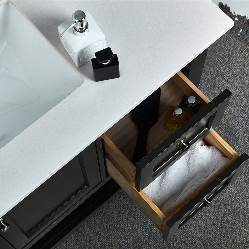 Fresca Manchester 48" Black Double Sink Cabinet, Top and Sinks