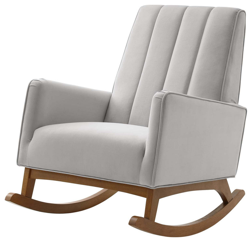 Accent Rocking Chair Armchair, Velvet, Gray, Modern, Lounge Hospitality