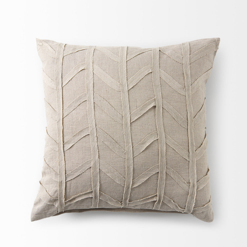 Mercana "Ivivva" 20x20 Beige Fabric Textured Decorative Pillow Cover