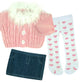 18'' Dolls 3 Pcs Feather Trim Sweater Outfit