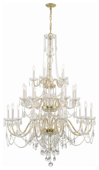 Traditional Crystal 25-Light Polished Brass Chandelier