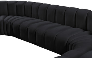 Arc Velvet Upholstered 8-Pc. U-Shaped Modular Sectional, Black