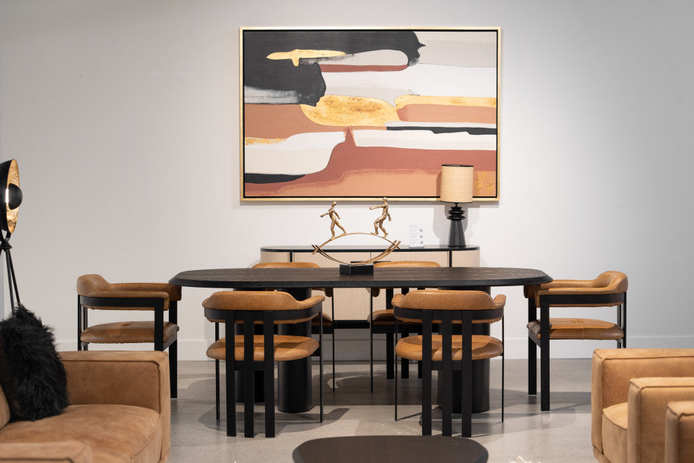 Modrest Hazen Modern Camel Leather + Black Iron Dining Chair