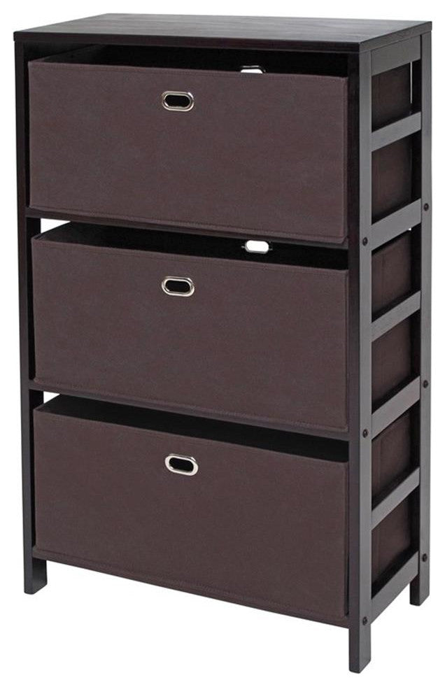 Torino 4-Piece Set Set Storage Shelf, Black Fabric Baskets
