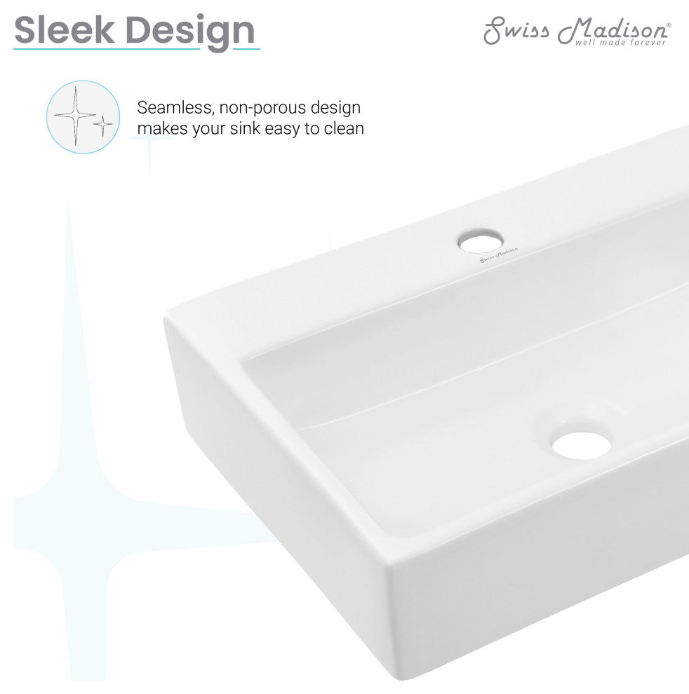 Claire 20" Rectangle Ceramic Vessel Sink, Matte White