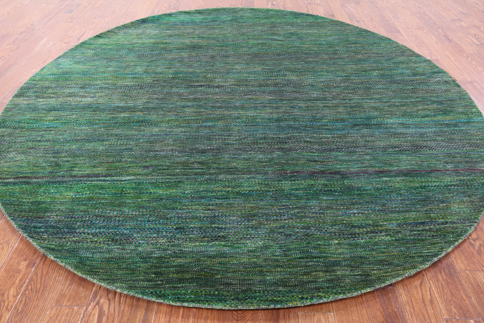10' Round Hand Knotted Super Savannah Gabbeh Wool and Silk Rug Q8637
