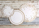 Luxe Gold White Serving Paper Place Mat Set | Bulk 90-Piece Set Round Party Holi