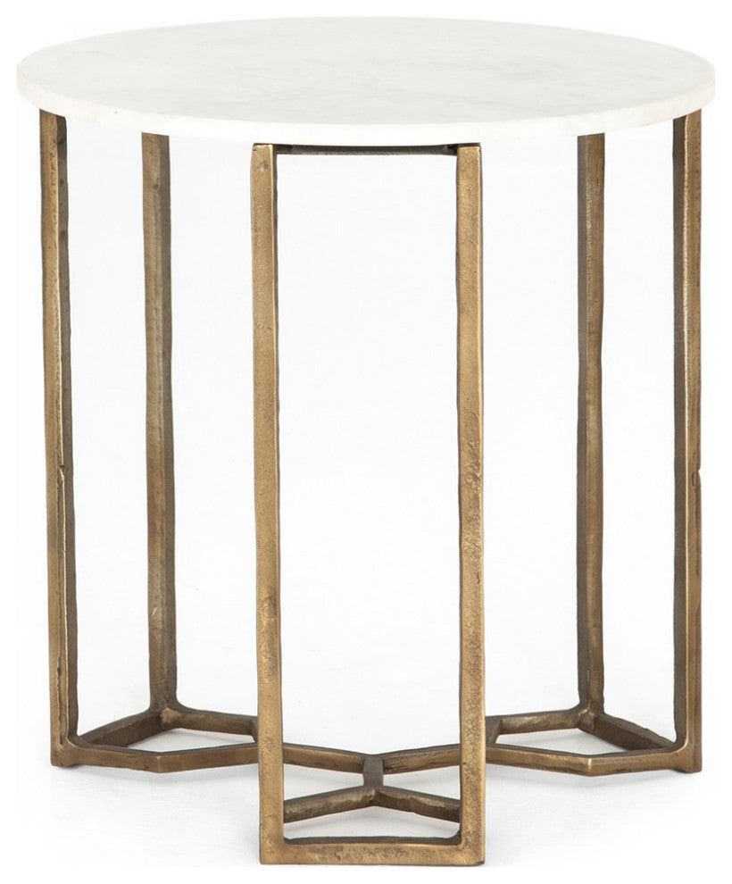 Naomi Marble End Table-Raw Brass