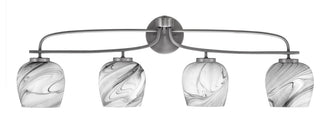 Cavella 4 Light Bath Bar, Graphite Finish, 6" Onyx Swirl Glass